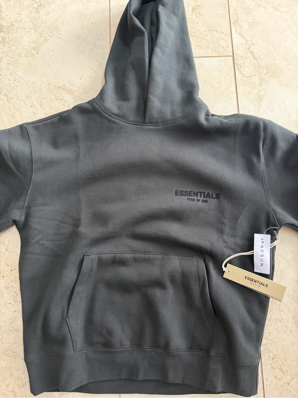 Essentials Fear of God Charcoal Black Logo Hoodie